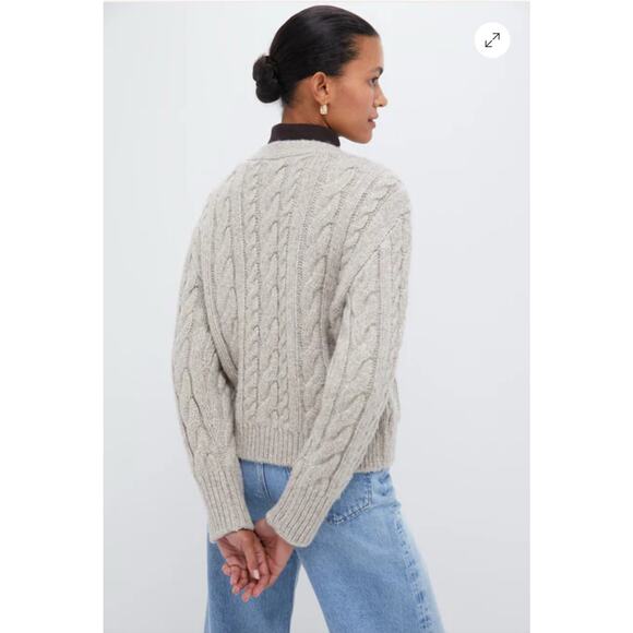 NWT‎ Tuckernuck Arthur Cable Knit Cardigan Sweater Gray Wool Blend Cropped XXL - Picture 4 of 16